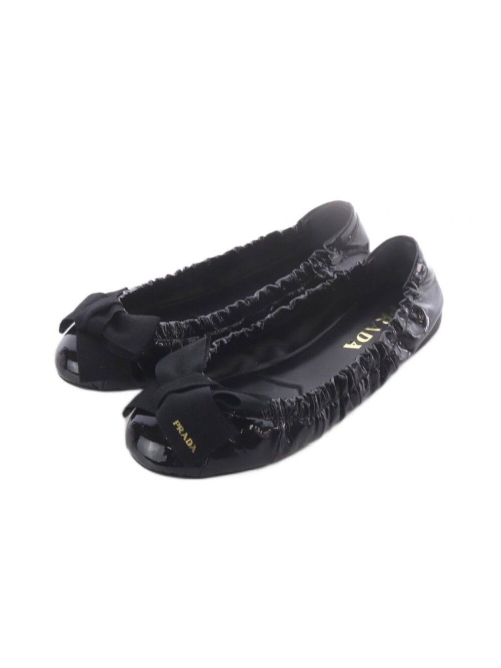 Prada Ribbon Decoration Ballerina Pumps Shoes Black
